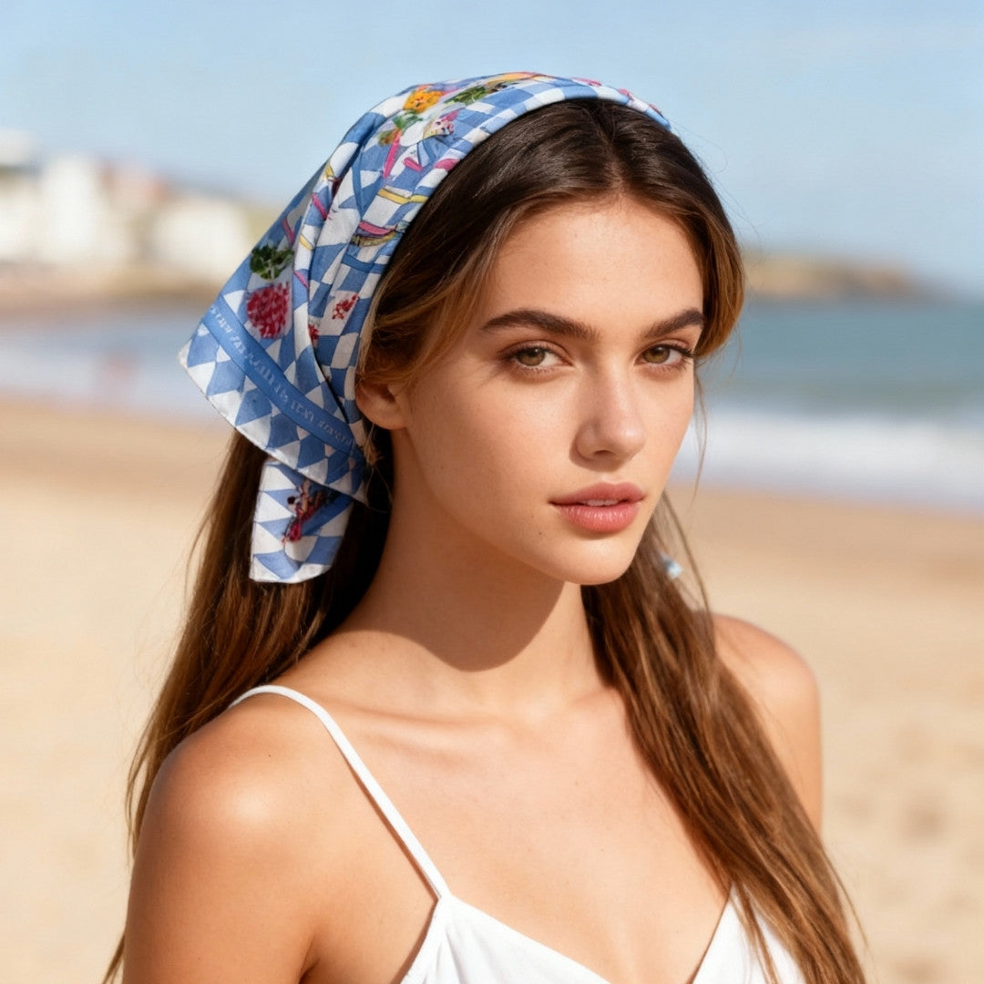 Wonderful Adventure Dream Gray Argyle Silky Scarf (60cm)