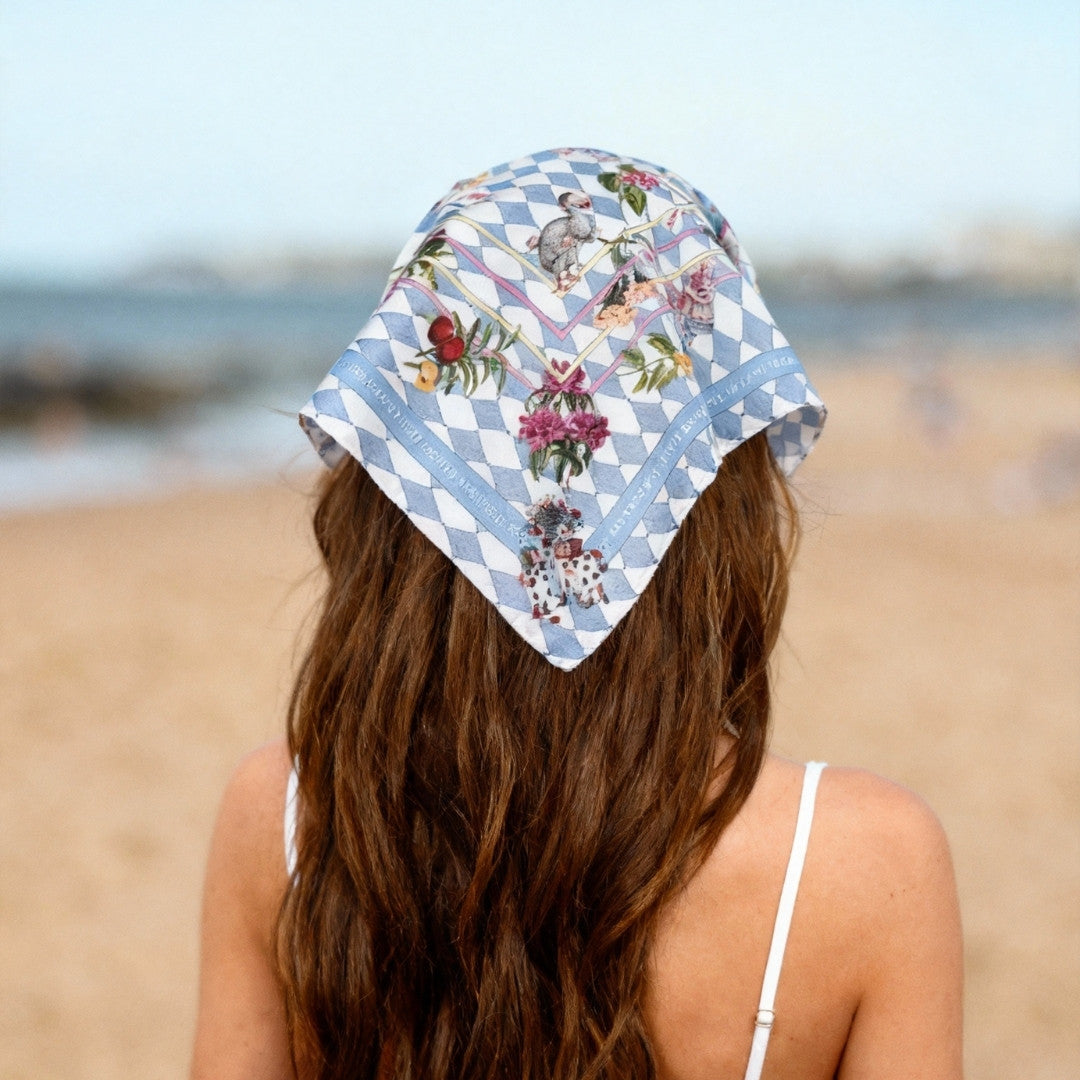 Wonderful Adventure Dream Gray Argyle Silky Scarf (60cm)