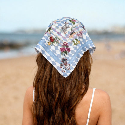 Wonderful Adventure Dream Gray Argyle Silky Scarf (60cm)