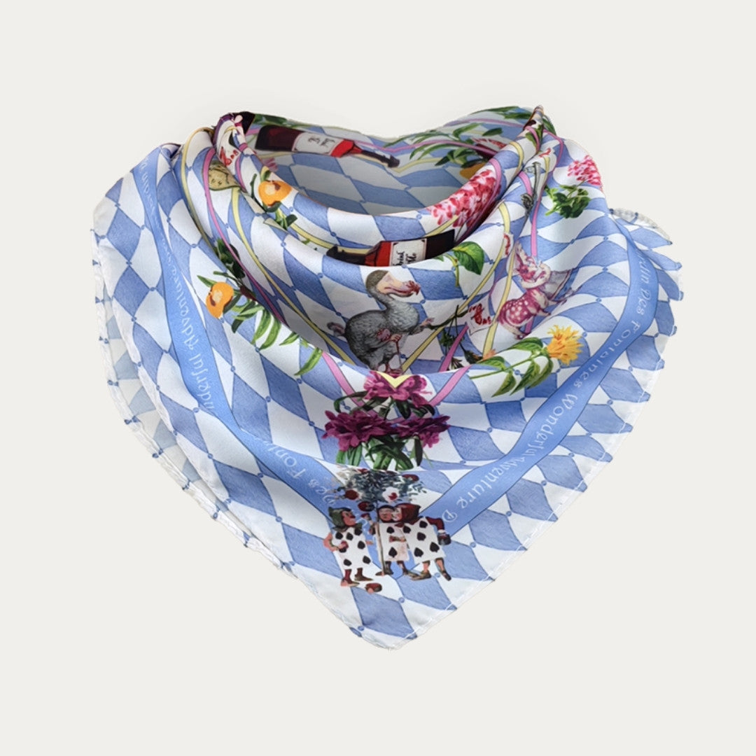 Wonderful Adventure Dream Gray Argyle Silky Scarf (60cm)