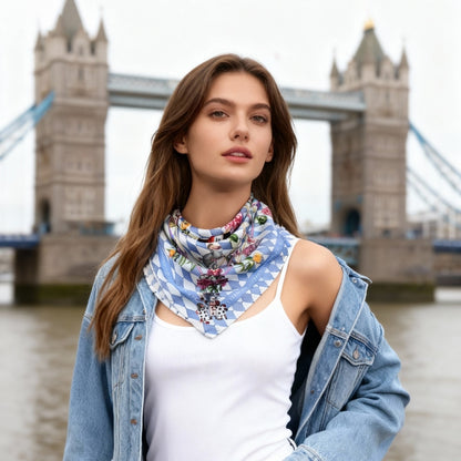 Wonderful Adventure Dream Gray Argyle Silky Scarf (60cm)