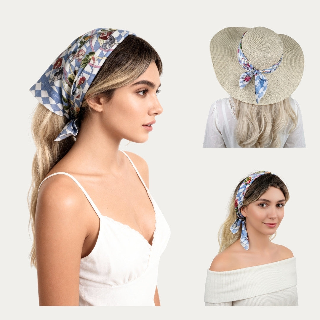 Wonderful Adventure Dream Gray Argyle Silky Scarf (60cm)