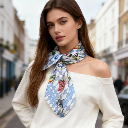 Wonderful Adventure Dream Gray Argyle Silky Scarf (60cm)