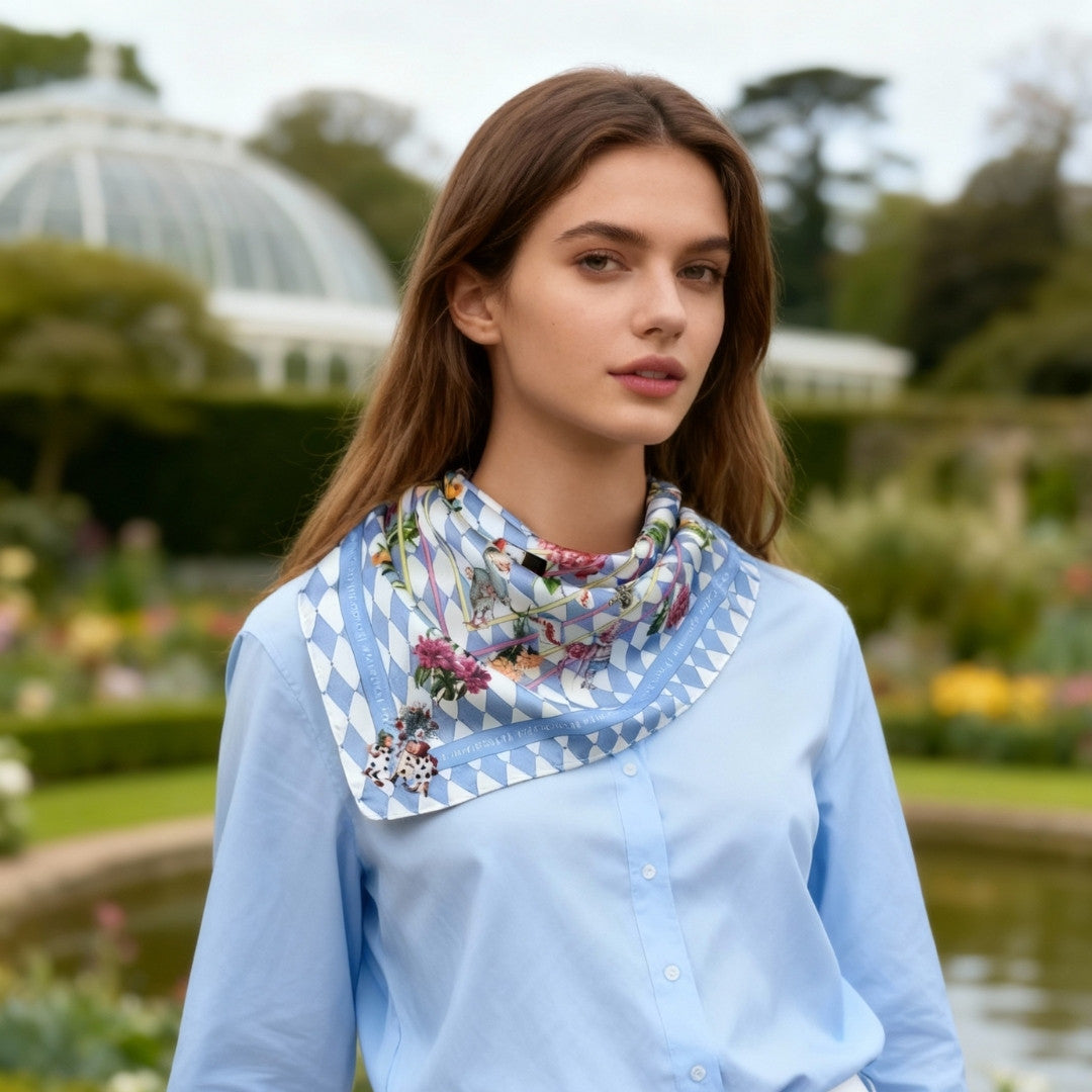 Wonderful Adventure Dream Gray Argyle Silky Scarf (60cm)