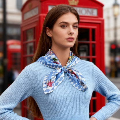 Wonderful Adventure Dream Gray Argyle Silky Scarf (60cm)