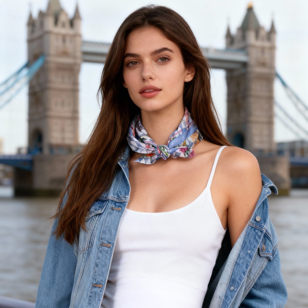 Wonderful Adventure Dream Blue Argyle Silky Scarf (45cm)