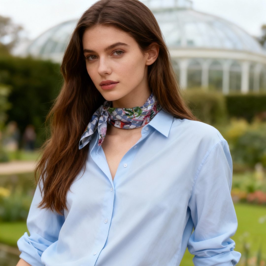 Wonderful Adventure Dream Blue Argyle Silky Scarf (45cm)