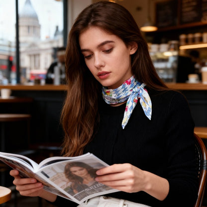 Wonderful Adventure Dream Blue Argyle Diamond Silky Scarf