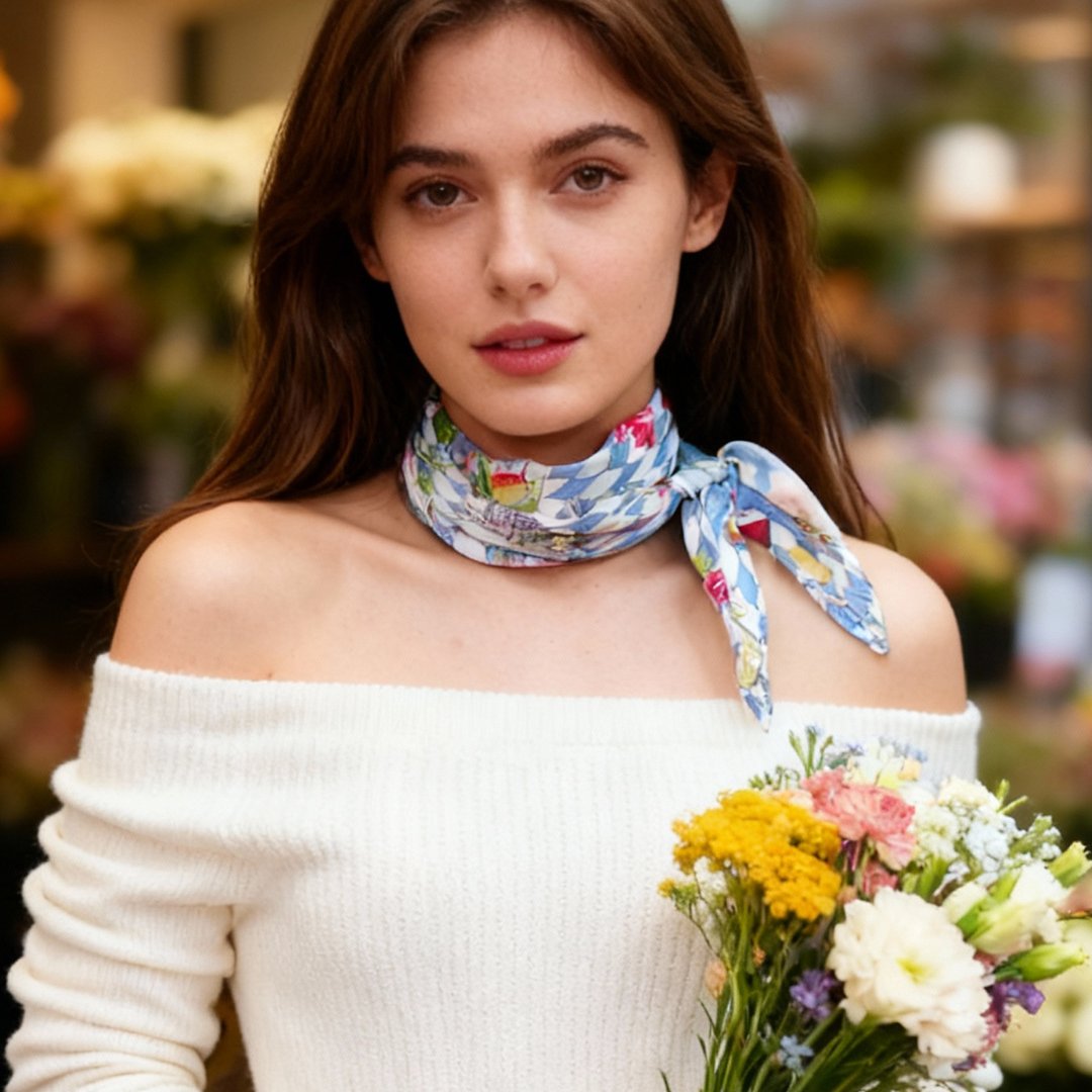 Wonderful Adventure Dream Blue Argyle Diamond Silky Scarf