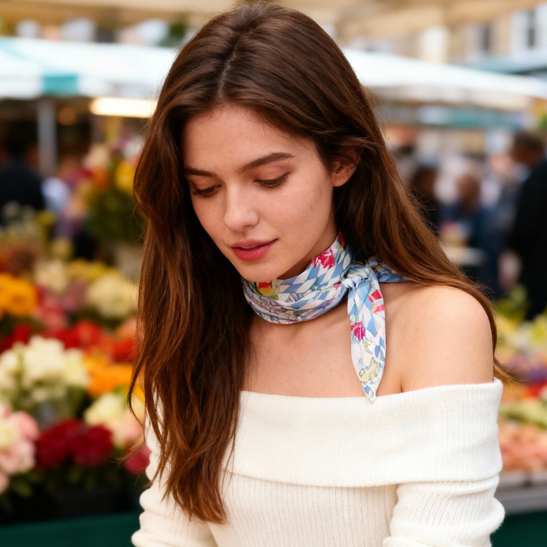 Wonderful Adventure Dream Blue Argyle Diamond Silky Scarf