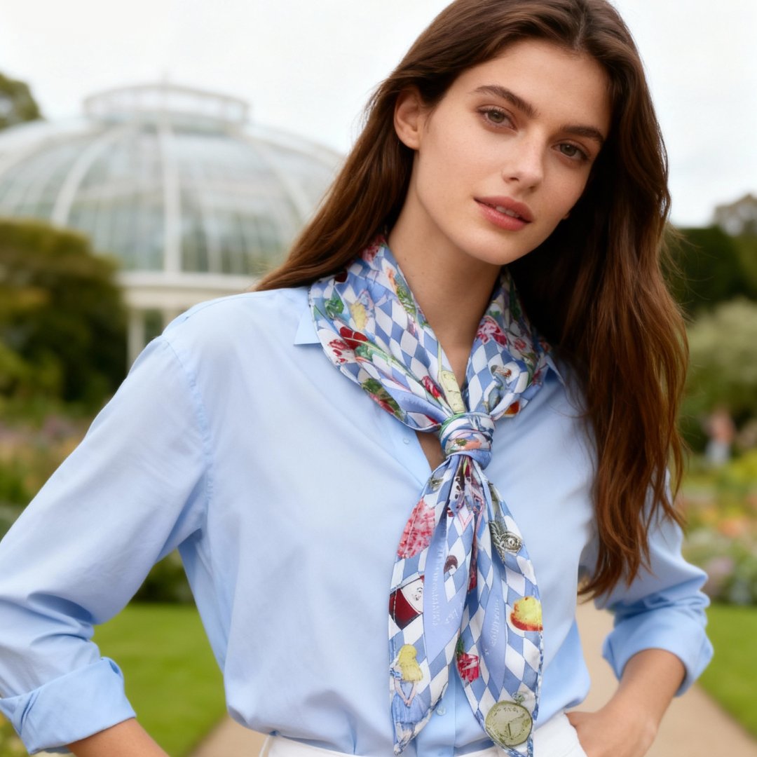 Wonderful Adventure Dream Blue Argyle Diamond Silky Scarf