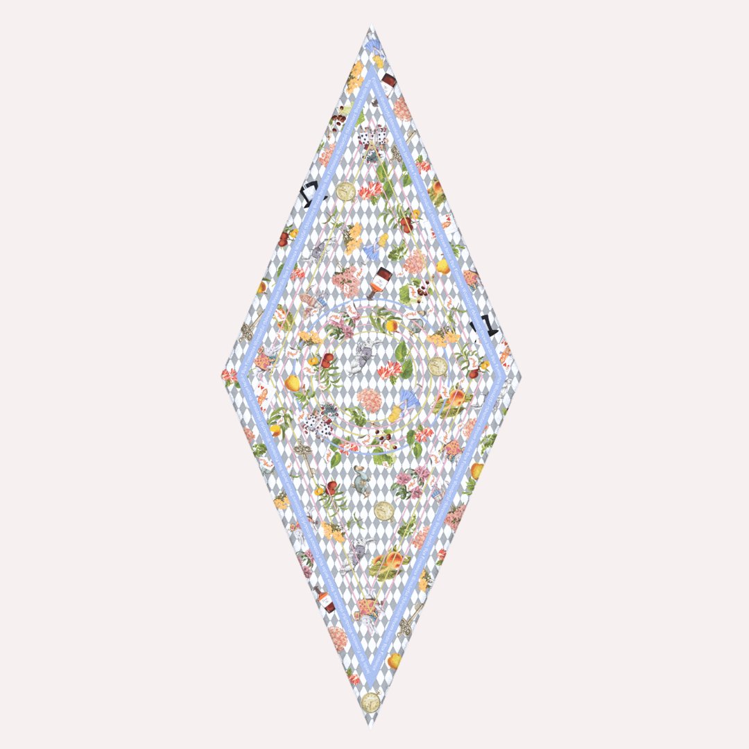 Wonderful Adventure Dream Blue Argyle Diamond Silky Scarf