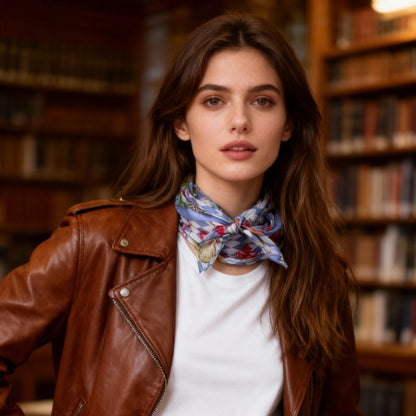 Wonderful Adventure Dream Blue Argyle Diamond Silky Scarf