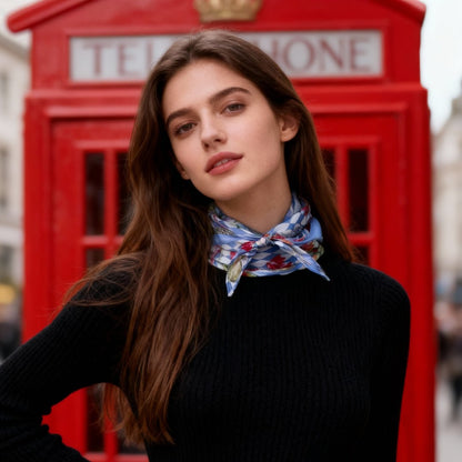 Wonderful Adventure Dream Blue Argyle Diamond Silky Scarf