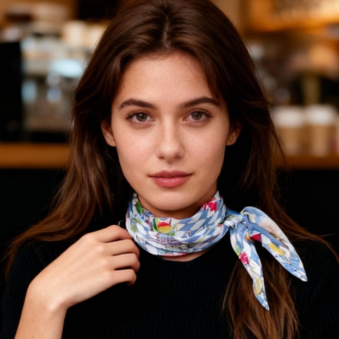 Wonderful Adventure Dream Blue Argyle Diamond Silky Scarf