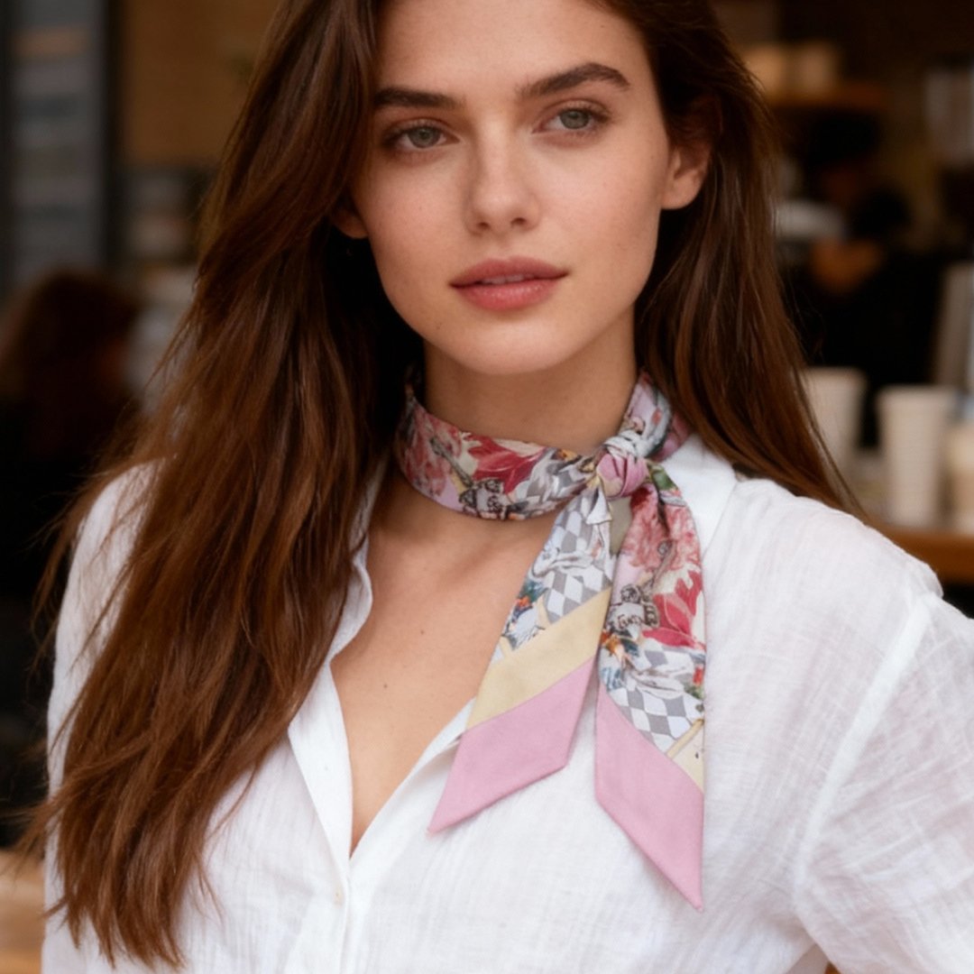 Wonderful Adventure Dream Pink Tuo Watch Twilly Silky Scarf (85cm)