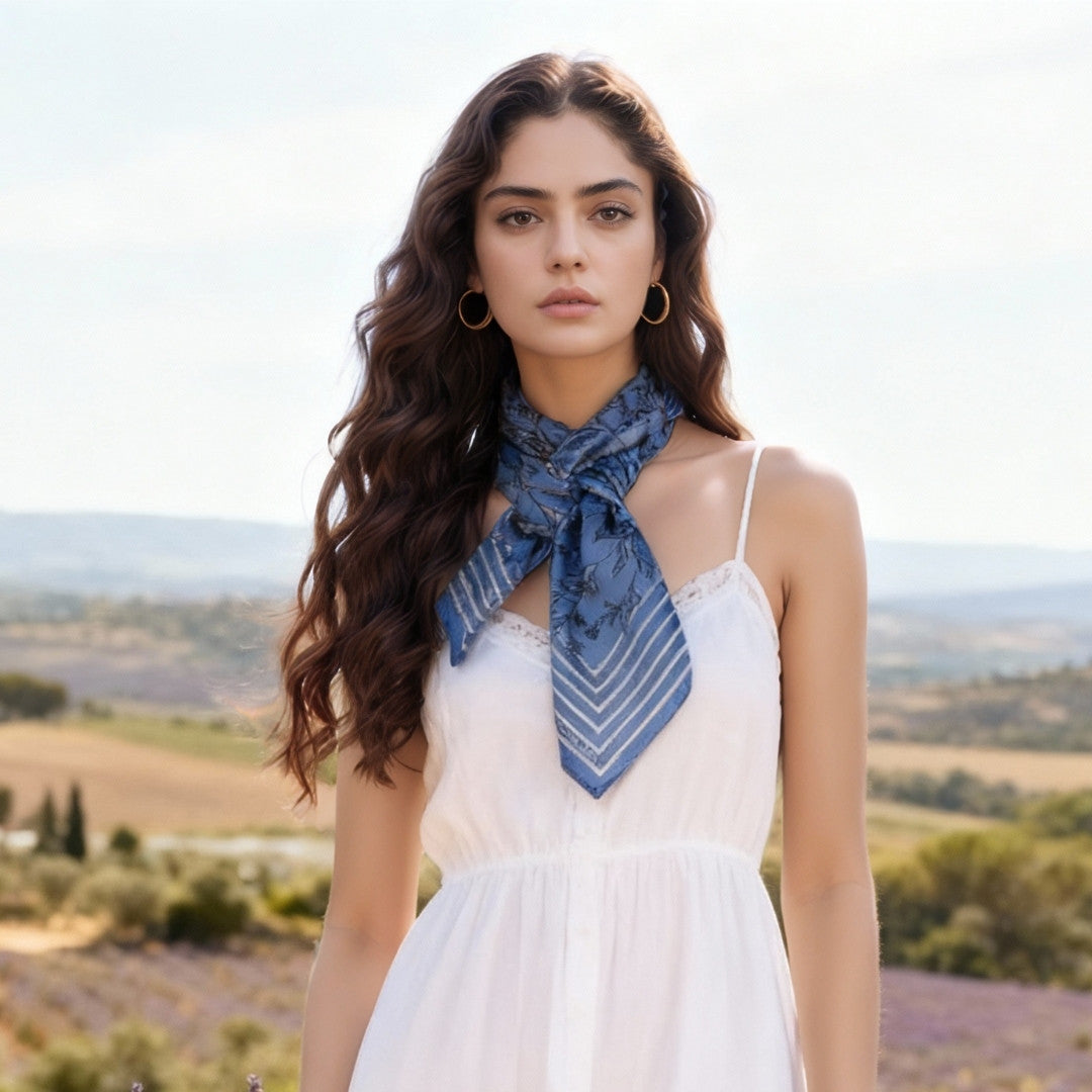 Wild Blue Yonder Sanvitalia Silky Scarf (90cm)