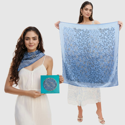Wild Blue Yonder Sanvitalia Silky Scarf (90cm)