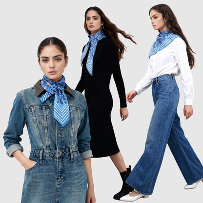 Wild Blue Yonder Sanvitalia Silky Scarf (90cm)