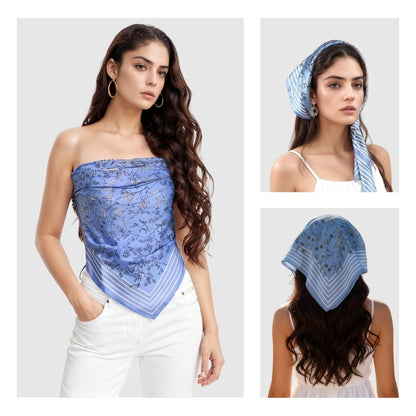 Wild Blue Yonder Sanvitalia Silky Scarf (90cm)