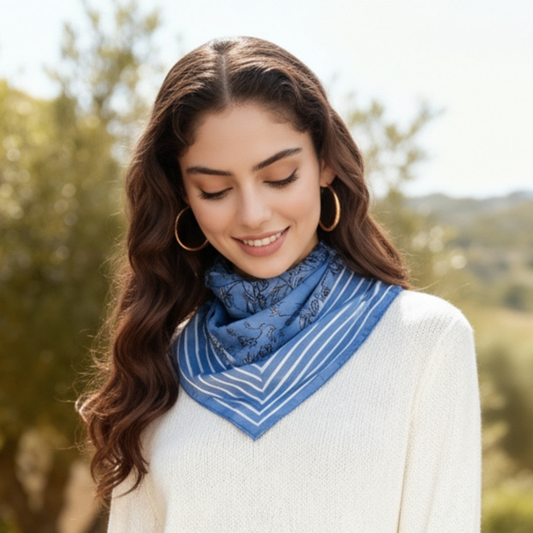 Wild Blue Yonder Sanvitalia Silky Scarf (90cm)