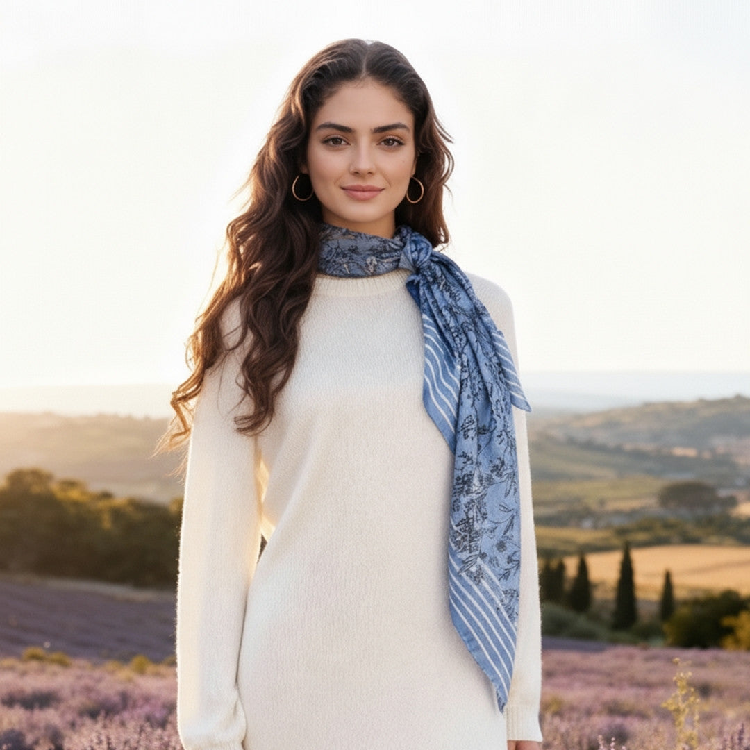 Wild Blue Yonder Sanvitalia Silky Scarf (90cm)