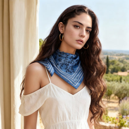 Wild Blue Yonder Sanvitalia Silky Scarf (90cm)