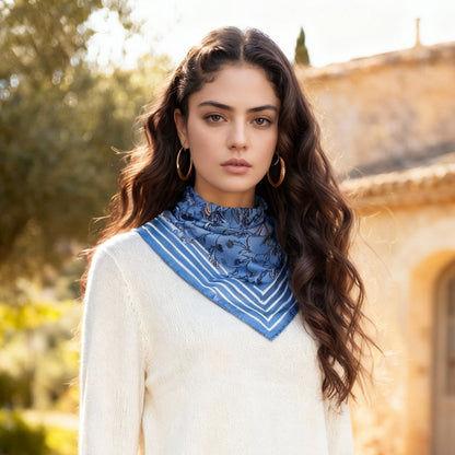 Wild Blue Yonder Sanvitalia Silky Scarf (90cm)