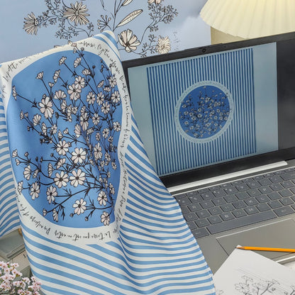 Wild Blue Yonder Sanvitalia Silky Scarf (45cm)