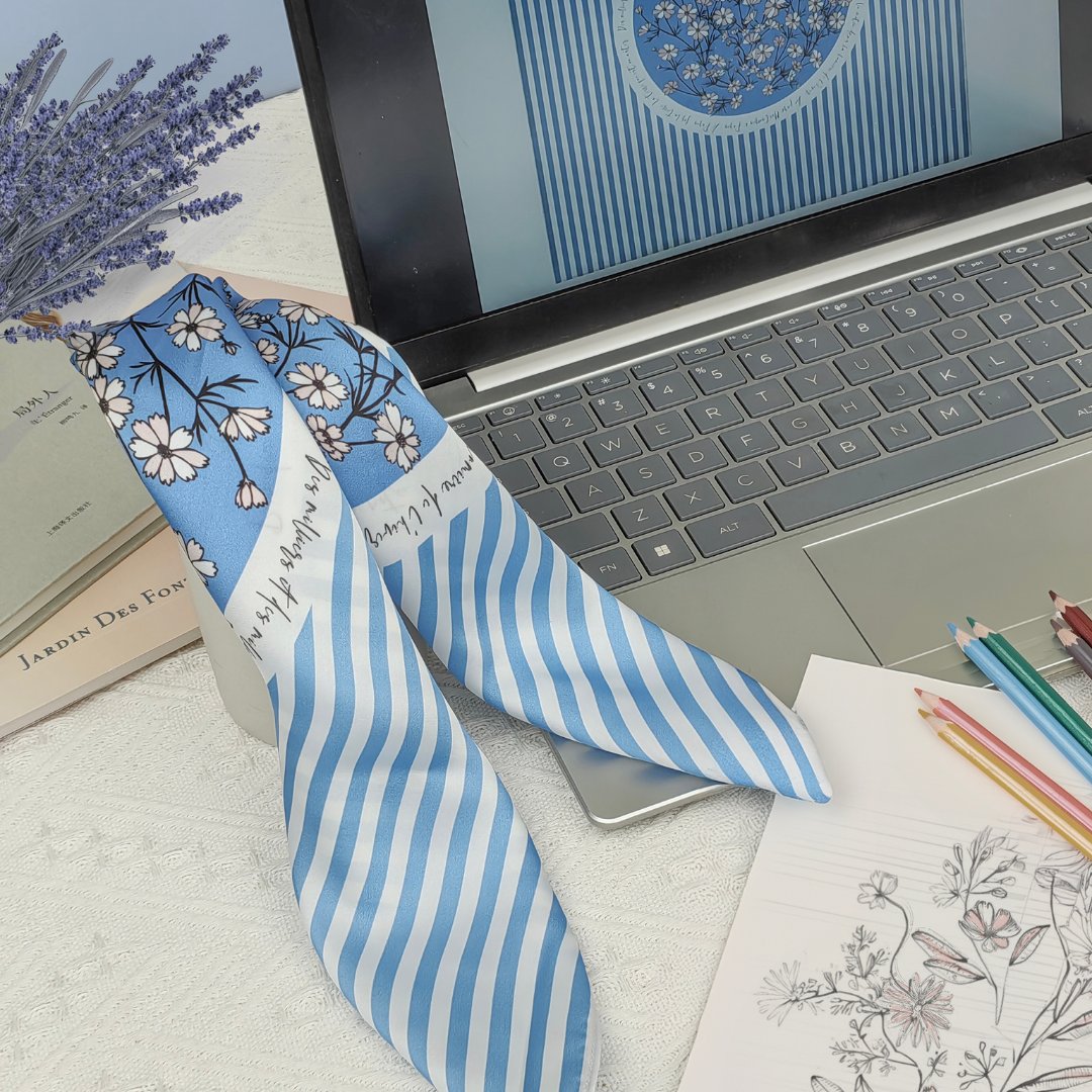 Wild Blue Yonder Sanvitalia Silky Scarf (45cm)