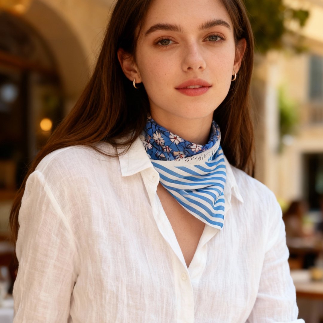 Wild Blue Yonder Sanvitalia Silky Scarf (45cm)