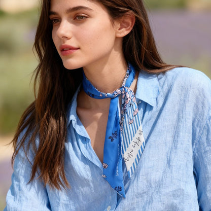 Wild Blue Yonder Blue Yarrow Twilly Silky Scarf (85cm)