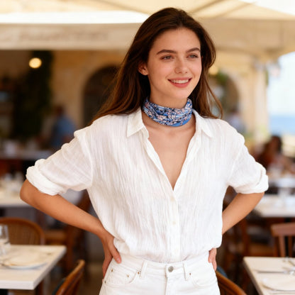 Wild Blue Yonder Blue Yarrow Twilly Silky Scarf (85cm)