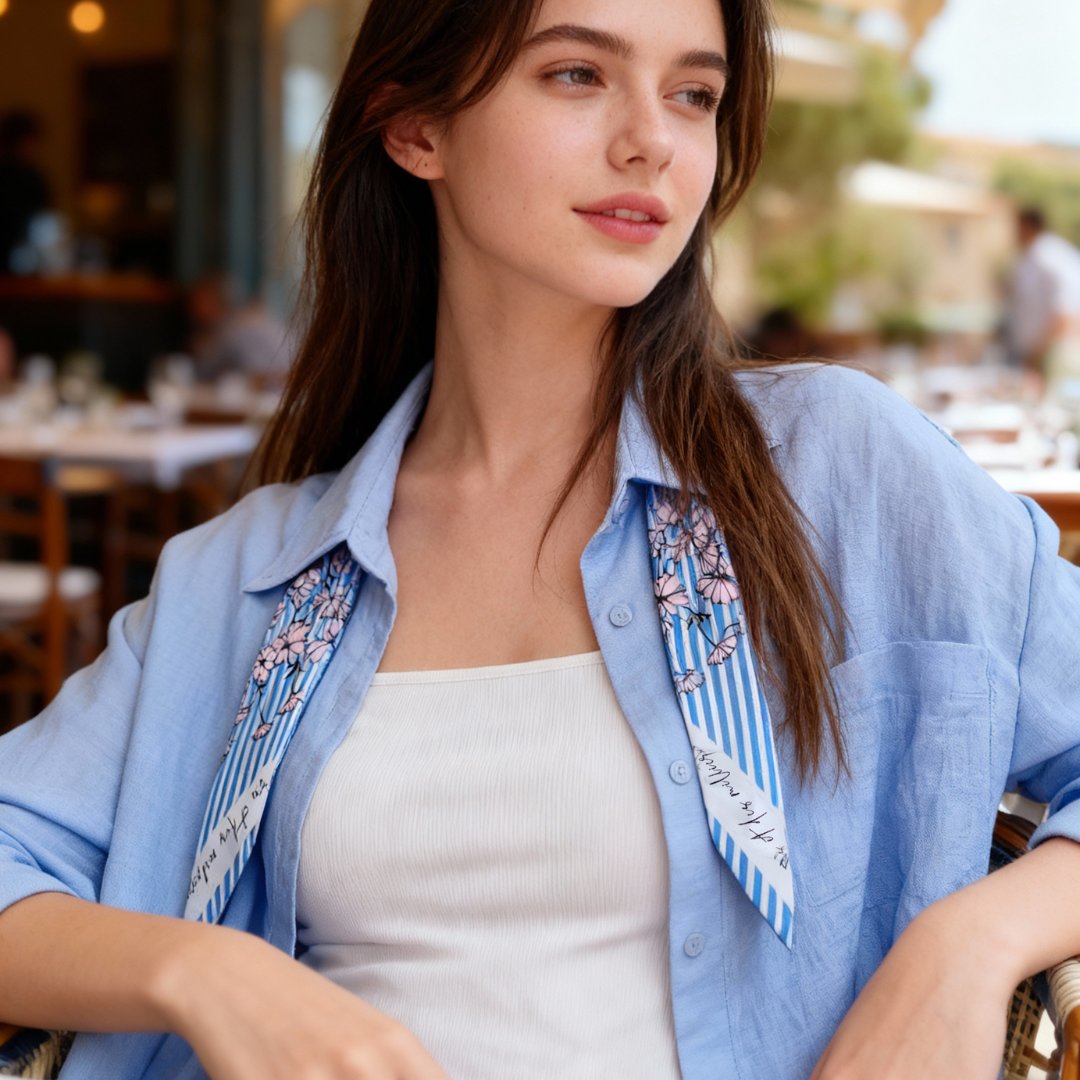 Wild Blue Yonder Blue Yarrow Twilly Silky Scarf (85cm)