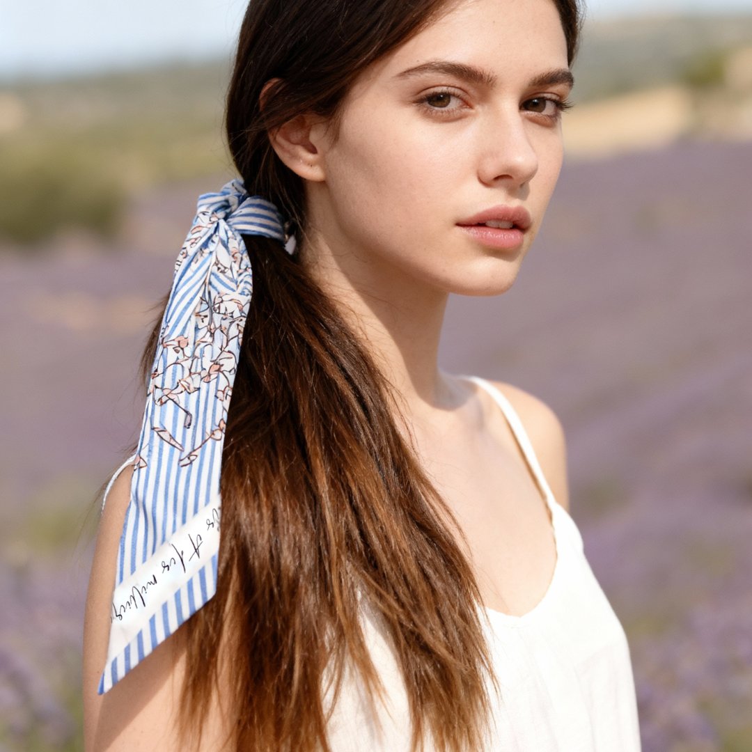 Wild Blue Yonder Blue Yarrow Twilly Silky Scarf (85cm)