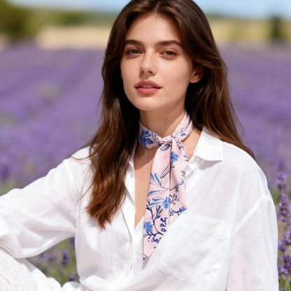 Wild Blue Yonder Pink Yarrow Twilly Silky Scarf (85cm)