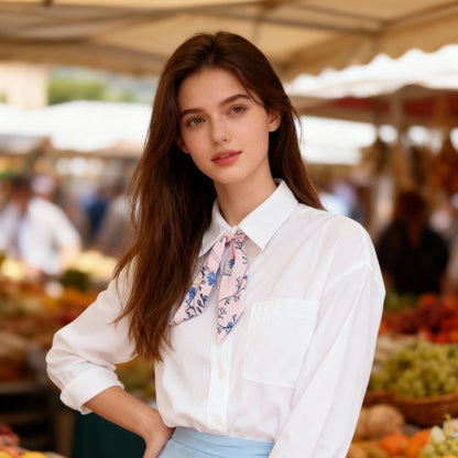 Wild Blue Yonder Pink Yarrow Twilly Silky Scarf (85cm)