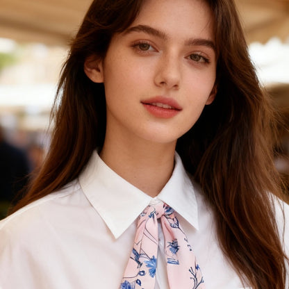 Wild Blue Yonder Pink Yarrow Twilly Silky Scarf (85cm)