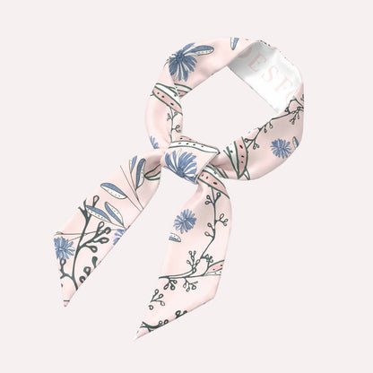 Wild Blue Yonder Pink Yarrow Twilly Silky Scarf (85cm)