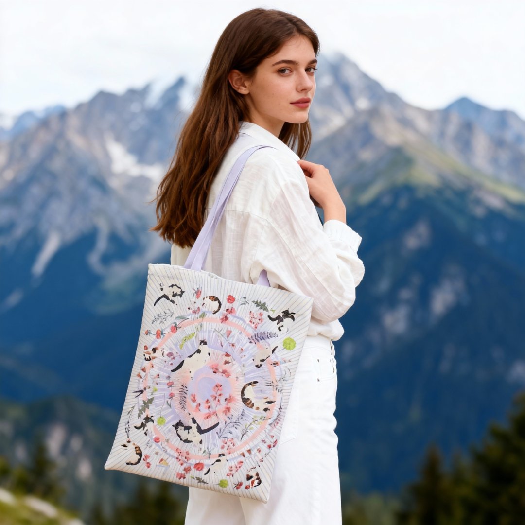 Yogis Cat and Flower Cat Crown Tote Bag