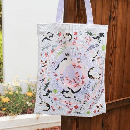 Yogis Cat and Flower Cat Crown Tote Bag