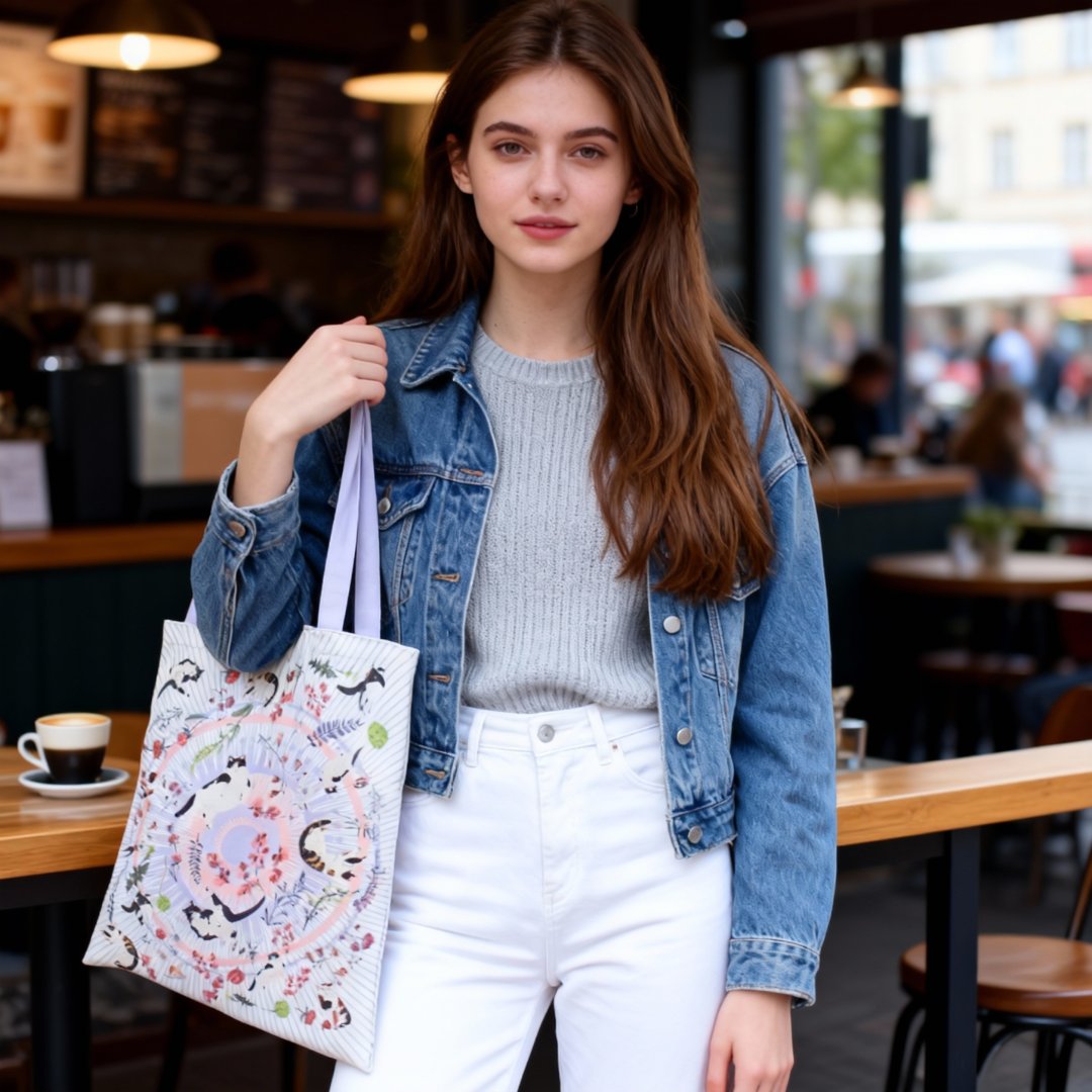 Yogis Cat and Flower Cat Crown Tote Bag