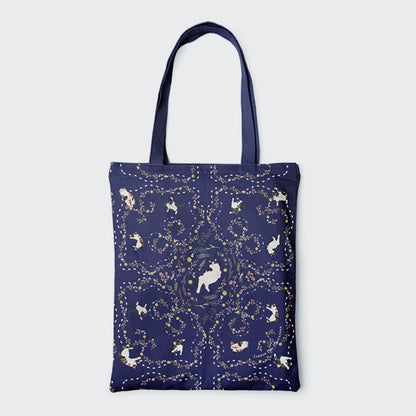 Yogis Cat and Flower Navy Tatra Mountain Tote Bag