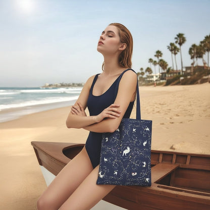 Yogis Cat and Flower Navy Tatra Mountain Tote Bag