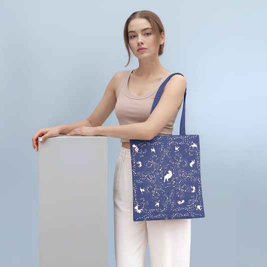 Yogis Cat and Flower Navy Tatra Mountain Tote Bag