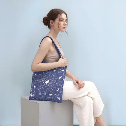 Yogis Cat and Flower Navy Tatra Mountain Tote Bag