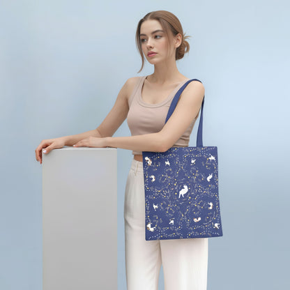 Yogis Cat and Flower Navy Tatra Mountain Tote Bag