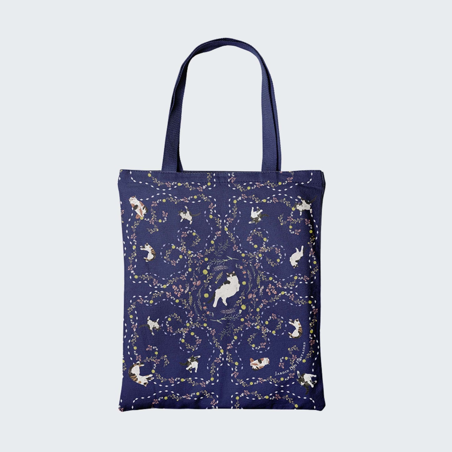 Yogis Cat and Flower Navy Tatra Mountain Tote Bag