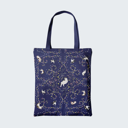Yogis Cat and Flower Navy Tatra Mountain Tote Bag