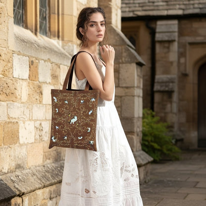 Yogis Cat and Flower Brown Tatra Mountain Tote Bag